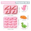 2 Piezas Moldes Silicón Dinosaurio 20 Cavidades Vela Dulces