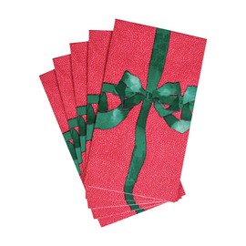 Caspari Tied With A Bow Red & Spruce Guest Towel Napkins - 15 Per Package, 2 Packs