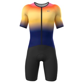 Wulibike Men's Trisuit Short Sleeve Triathlon Suit, Breathable and Quick Drying, Cycling Suit, Gradient L