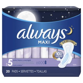 Always Maxi Extra Heavy Overnight Pads with Wings 20ct