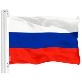 UD_G128 Combo Pack: USA American Flag 3x5 Ft 150D Printed Stars & Russia (Russian) Flag 3x5 Ft 150D Printed