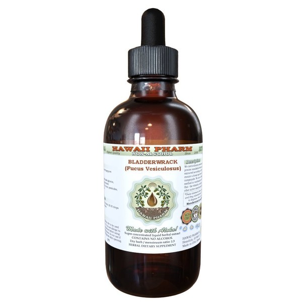 Bladderwrack Alcohol-Free Liquid Extract, Bladderwrack (Fucus Vesiculosus) Glycerite Hawaii Pharm Natural Herbal Supplement 2 oz