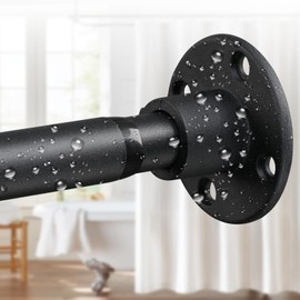 Black Shower Curtain Rod, Adjustable Shower Curtain Rod for Bathroom, Heavy Duty Shower Rod 28 to 90" for Closet Rods, Doorway, Balcony and Laundry Room-Matte Black