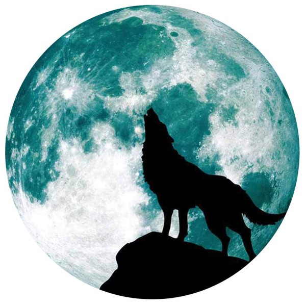 1Pc luminous moon glass stickers for window door sticker Halloween Wall Sticker window sticker Halloween Wall Stickers wolf sticker creepy Halloween decals moonlight applique