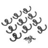 10pcs Black Double Prong Coat Hooks Wall Mounted Retro High