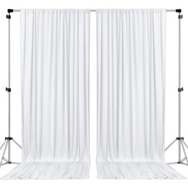 AK TRADING CO. 10 feet x 8 feet IFR Polyester Backdrop Drapes Curtains Panels with Rod Pockets - Wedding Ceremony Party Home Window Decorations - White