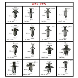 AIMALL 625 PCS Car Body Trim Clips Retainer Kit, Plastic Bumper Auto Panel Push Fastener Set with Fastener Removal Tool, Multiple Sizes for Car Repairs, Black