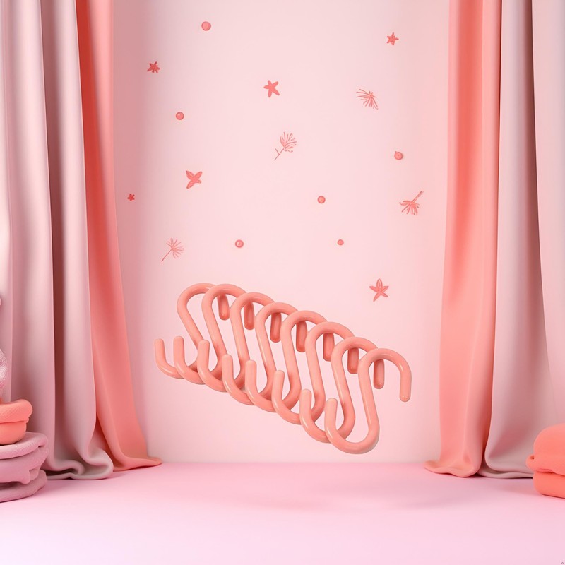 YuanHolumid 8Pcs Pink S S-Shaped Hooks, Plastic Clothes Hangers Multi-Purpose