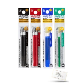 Pilot FriXion Refill Ball Slim for Multicolor 4 Colors [0.38 mm Ultra Fine, 3 Black, 3 Red, 3 Blue, 1 Green] LFBTRF30UF (Black, Red, Blue) LFBTRF12UF (Green) Water-Based Gel Ink
