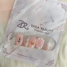 Next day delivery⭐Bear glitter pearl nail⭐ / 다음날 발송⭐곰돌이 글리터 진주네일⭐