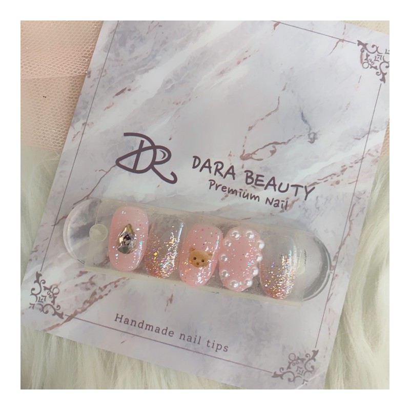 Next day delivery⭐Bear glitter pearl nail⭐ / 다음날 발송⭐곰돌이 글리터