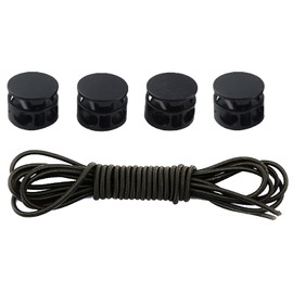 Elastic Cord Stopper, Cord End, Spring Drawstring, Rope Buckle, Elastic Cord, Rubber Band for Raincoat, Climbing Clothes, Hat (4 Spring Buckles + Black Elastic Rope) 6.6 ft (2 m)