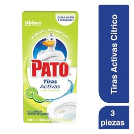 Pato Tiras Activas para Inodoro, Pastilla Adhesiva Limpiadora de Sanitarios, Combate las Manchas, Aroma Lima Fresca, 3 Unidades, 10g                  