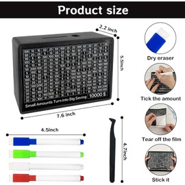 Lukinuo Cash Saver Box Wooden Money Saving Box Black One Piece Cash Vault with 10000 5000 3000 2000 1000 500 Money Saving Target Wooden Cash Vault with Counter Reusable Money Box for Boys Girls Adult