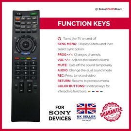 RM-ED029 Remote Control For Sony TV`S KDL-40EX503, KDL-40EX603, KDL-40EX703