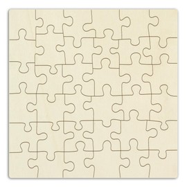 DIY Wooden Jigsaw Puzzle - 36 Pieces Approx 52 x 52 cm - Large Wooden Jigsaw Puzzle Blank Puzzle in Jute Bag Includes Puzzle Template