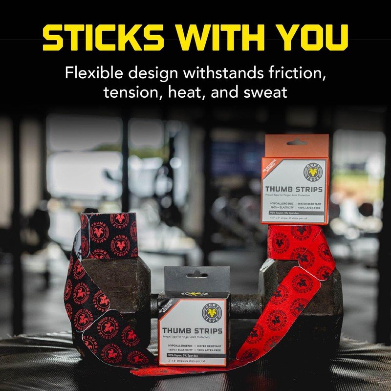 Thumb Strips Pre Cut Athletic Tape for Fingers - Black