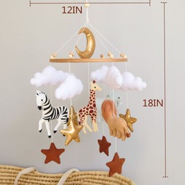Goukurlsma Jungle Crib Mobile for Boys & Girls, Safari Baby Mobile for Crib, Africa Safari Nursery Mobile Handmade
