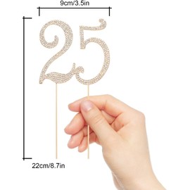 Hatcher lee Bling Crystal Sweet 25 Birthday Cake Topper - Best Keepsake | 25th Party Decorations Gold