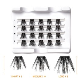 VLuxe Extended False Eyelashes Faux Mink Featherlight Reusable Artificial Eyelashes Multipack Lash Clusters