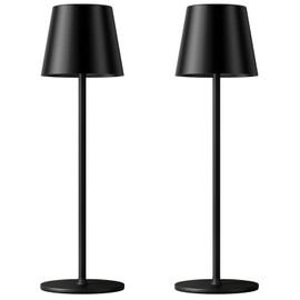 Cordless Table Lamp Rechargeable Black - KK 2 Pack 5000mAH Battery Operated Lamp for Counter, 3 Color Stepless Dimming Waterproof LED Wireless Lamp for Dining Kitchen, Outdoor Patio, Touch Control