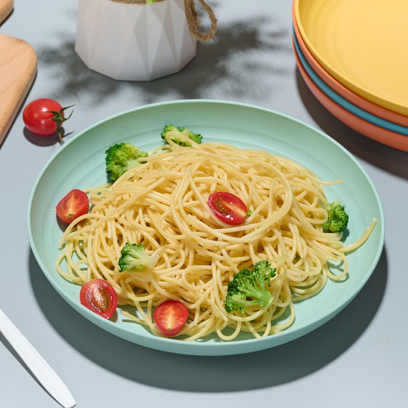 Luckore 10 inch Deep Dinner Plates Set of 8 Wheat