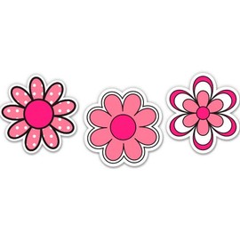 GT Graphics Pink Flowers Cute Simple Hippie Design - Vinyl Stickers Waterproof Decals