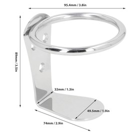 Alomejor Portavasos con Anillo para Barco, Soporte para Bebidas de Acero Inoxidable, Montaje en Pared a Prueba de Herrumbre, Soporte para Taza de Bebida de Barco Individual para Yate RV