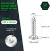sourcing map M6 x 30mm (50 Pack) Flat Round Socket