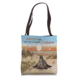 Turtle Ocean Beach Difficult Roads Often Lead To Tote Bag