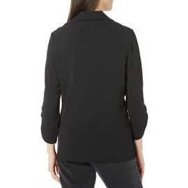 Adrianna Papell Women's Tall Size Ruched 3/4 Sleeve One Button Notch Blazer, Black