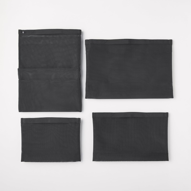 MUJI NDD96A1S Nylon Mesh Bag-In Bag, Black, A4