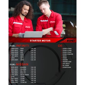 AOTPAT Starter Motor 19068 fit for:-Nissan Titan 2010 2012-2015 2017-2021, Armada 10-20 17-21,Titan XD 2016-2021, Pathfinder 2011-2012 5.6L, NV2500 NV3500 for:-Infiniti QX80, M56 12V 2.0KW 9-Teeth CW