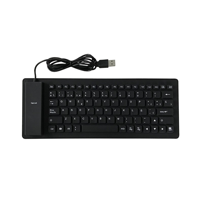 84 Keys Spanish USB Wired Silicone Keyboard Foldable Soft Silicone