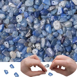 XIANNVXI 400 Beads, Blue Aventurine, for Threading, Crystal Beads, Natural Crystal Stones, Beads for Making Bracelets, Crafting, 2 Strands, Irregular Gemstones, Drilled, DIY Jewellery, 5-8 mm