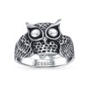 Wide Antiqued Wise Old Owl Bird Oxidized Animal 925 Sterling