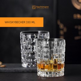Nachtmann Dancing Stars Bossa Nova Collection Whiskey Tumblers | Set of 4 Clear Crystal Glass for Scotch, Cocktail, Liquor or Bourbon | 11 Ounce | Dishwasher safe
