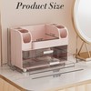 Delamu Makeup Organizer Countertop with 6 Brush Holder, Bathroom Countertop