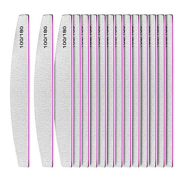 5 Pcs Professional Nail Files Double Sided Half Moon Shaped