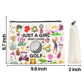 LGLZSHP Gifts for Golf Lovers Makeup Bag Golf Gifts Cosmetic Bag Zipper Makeup Pouch Just a Girl Who Loves Golf