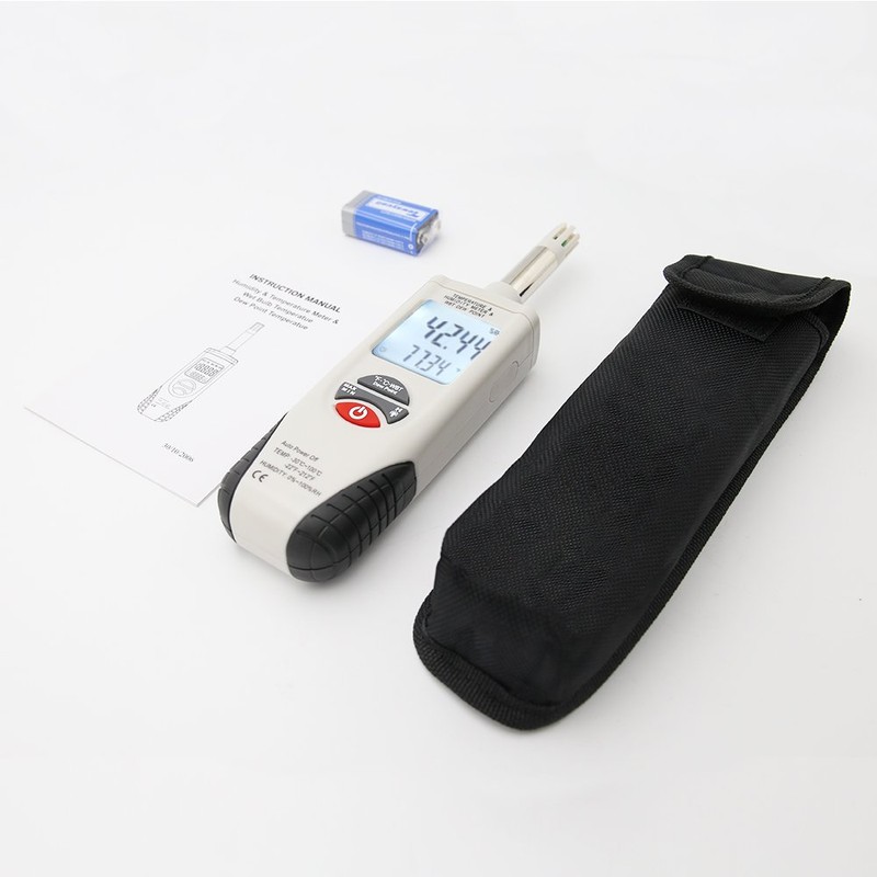 Hygro-Thermometer Psychrometer, Handheld Digital Humidity Temperature Meter with Dew Point