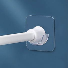 Venupple Spring Tension Rod Holder, 2 Packs 1.18 Inches Small Transparent Shower Rod Bracket No Drilling, Small Adhesive Tension Curtain Rod Retainer Shower Curtain Rod Holder