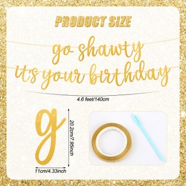 Go Shawty It's Your Birthday Banner, DIY Rap Theme Birthday Banner Happy Birthday Banner Sign Hip Hop Birthday Garland Banner for Party Favor Photo Props (Gold)