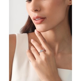 YL Moissanite Ring 0,8 Karat DVVS Moissanit Verlobungsring 925er Sterlingsilber Ring Schmuck Geschenke für Damen Ehefrau Freundin(Größe 54)