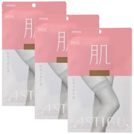 Atsugi F04520 Women's F04520 Skin-Be-Ju 22-25 Stockings, Natural Bare Feel, Above Knee Length, Set of 3 Pairs, skinny - veiges