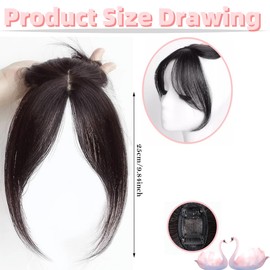 KLHCDUO Natural Human Hair Bangs Side Fringe for Women 3D Middle Part False Bangs Clip-in Exrensions Invisible Hairpieces Human Hair Topper (Brown/black)