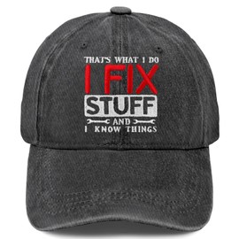 Embroidered I Fix Stuff Vintage Retro Washed Hat, Dad Baseball Cap from Daughter, Ideal Handyman Cool Birthday Gifts for Men, Dad, Grandpa, Uncle, Coworker