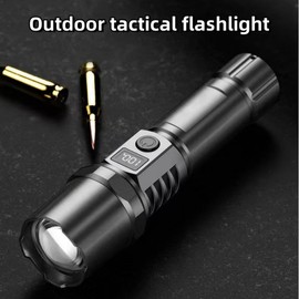 Rechargeable flashlights1500L tactical flashlight,Adjustable Focus LED Flashlight, 3 Lighting Modes, Long Battery Life,IPX5 Waterproof,Small bright flashlight for home,Power Cuts,Emergency,Camping