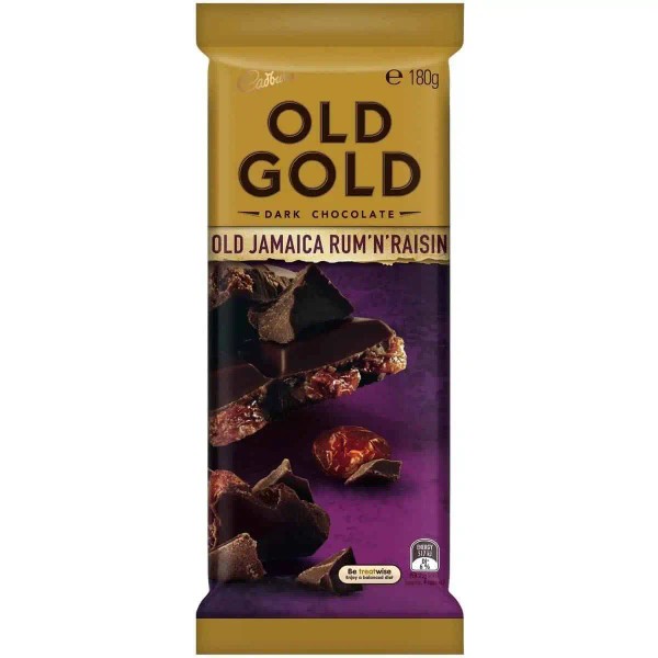 Cadbury Bulk Cadbury Old Gold – Old Jamaica Rum & Raisin Block 180g ($5.99 each x 12 units)