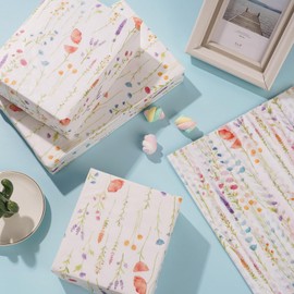 Floral Tissue Paper 100 Sheets - Wildflower Tissue Paper - Vintage Floral Wrapping Paper - DIY Art Craft Decorative Paper for Wedding,Birthday - 20"×14"